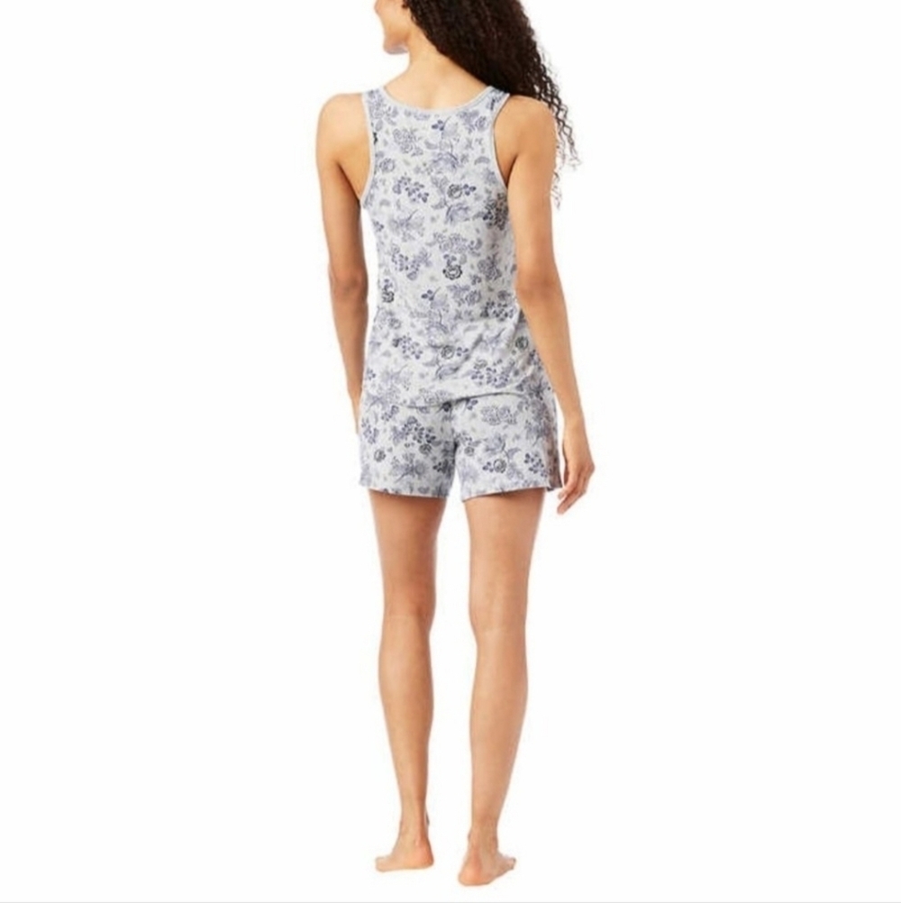 Lucky Brand Denim Gray Floral Print 4 Piece Pajamas Set Women's Small S Soft EUC - Picture 4 of 10